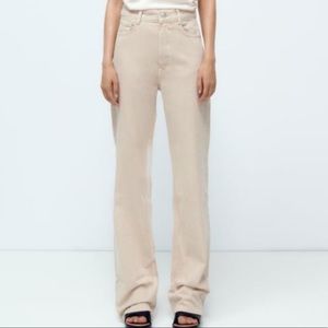Zara beige wide leg jeans